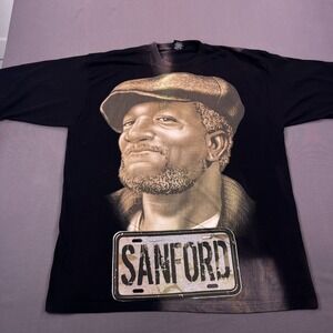 VTG Fred Sanford Redd Fox Sanford & Son Shirt Mens 4X Black Crewneck Graphic Tee